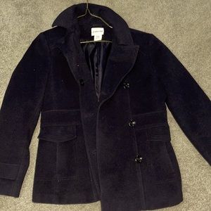 St. John’s Bay pea coat is a size medium. Color is black